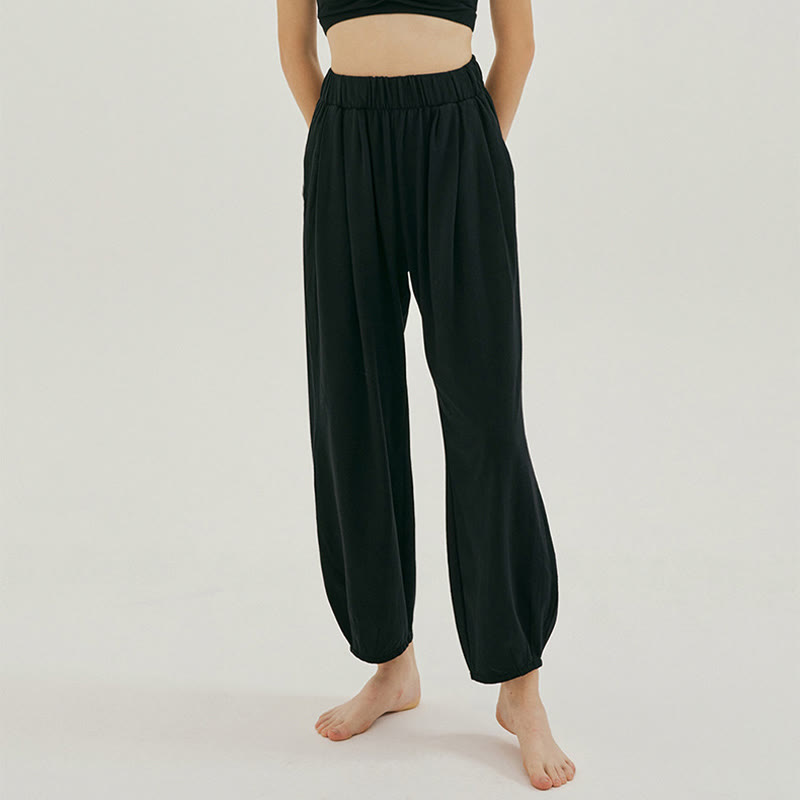 Pantaloni harem Leica da donna Buddha Stones Casual, traspiranti, larghi e semplici, con tasche - Nero - US4, UK/AU8, EU36 (L) - image 8