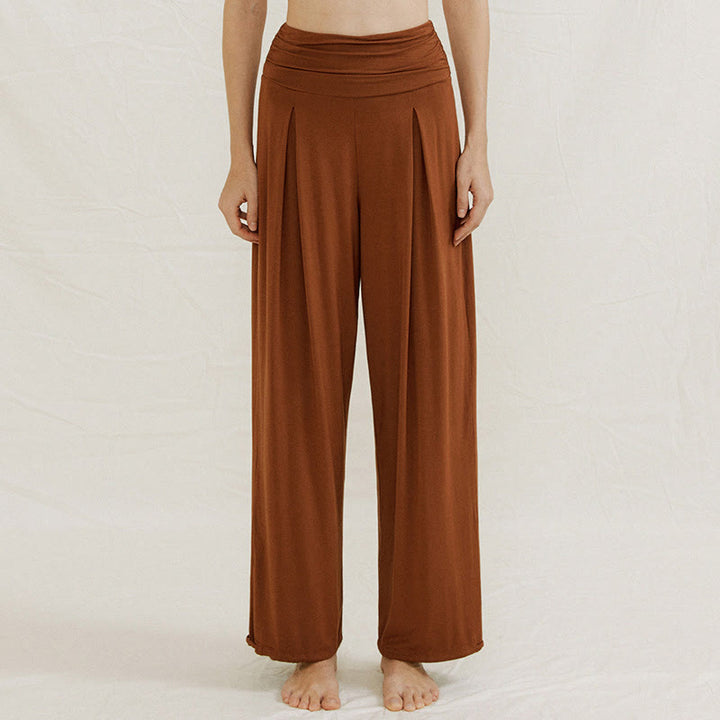 Pantaloni larghi da donna Leica, casual, tinta unita, a vita alta, modello Buddha Stones