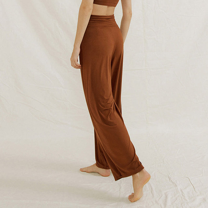 Pantaloni larghi da donna Leica, casual, tinta unita, a vita alta, modello Buddha Stones