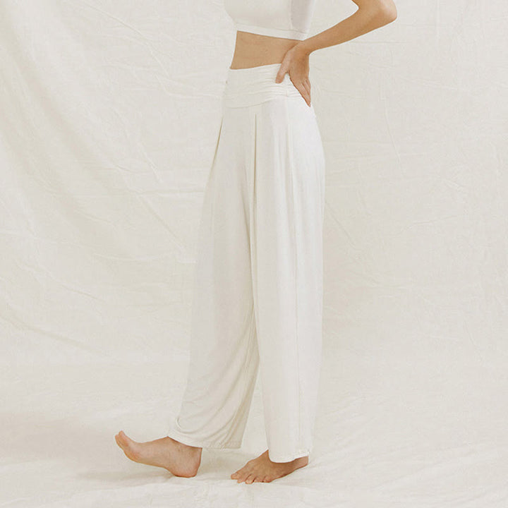 Pantaloni larghi da donna Leica, casual, tinta unita, a vita alta, modello Buddha Stones
