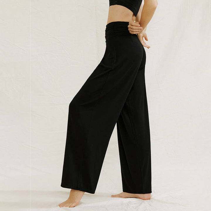 Pantaloni larghi da donna Leica, casual, tinta unita, a vita alta, modello Buddha Stones