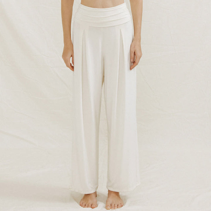 Pantaloni larghi da donna Leica, casual, tinta unita, a vita alta, modello Buddha Stones