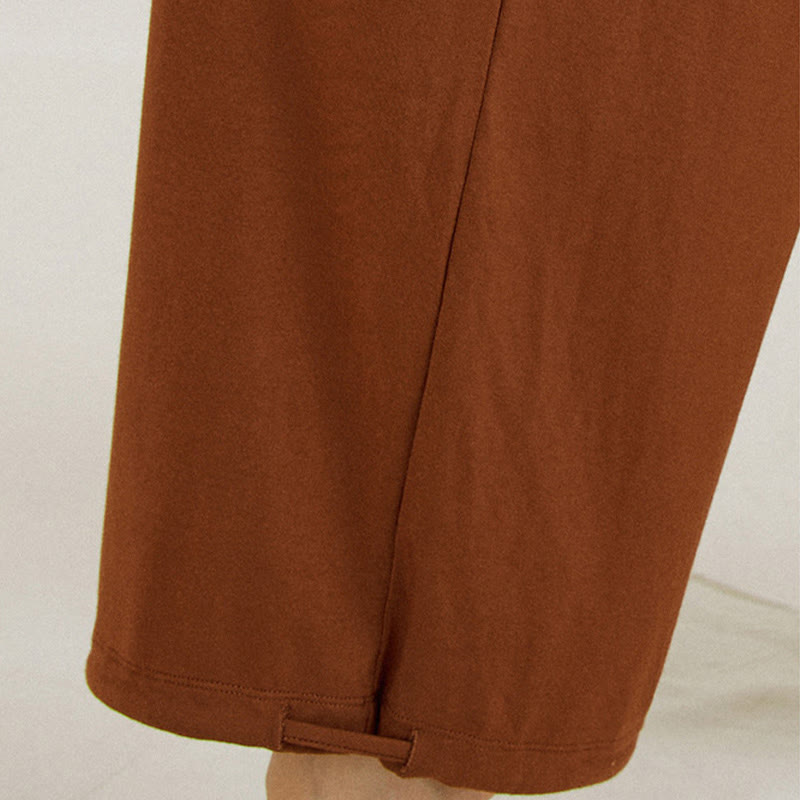 Pantaloni larghi da donna Leica, casual, tinta unita, a vita alta, modello Buddha Stones - image 9