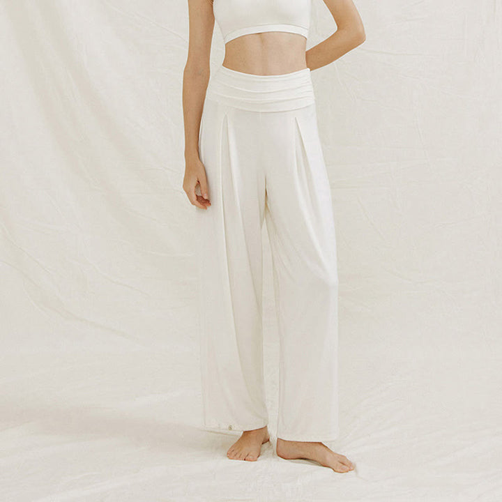 Pantaloni larghi da donna Leica, casual, tinta unita, a vita alta, modello Buddha Stones
