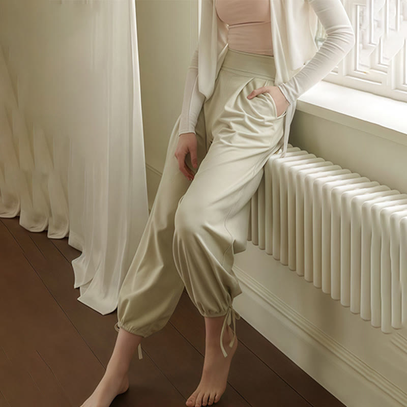 Pantaloni Leica da donna con tasche, casual e coulisse, tinta unita , Buddha Stones - image 17