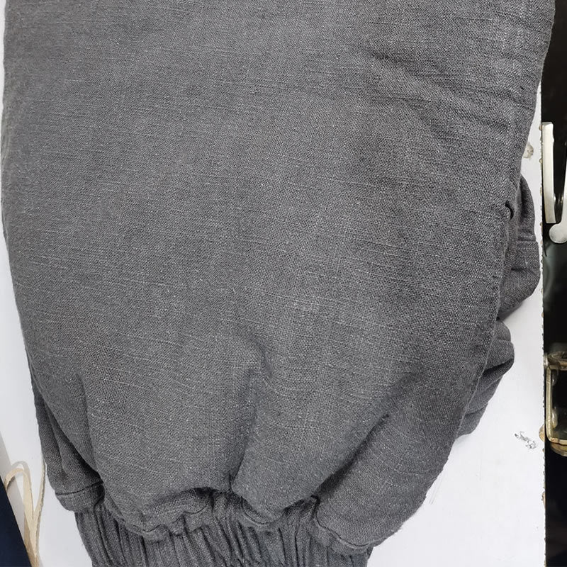 Pantaloni larghi a gamba dritta casual semplici Buddha Stones da donna in cotone ramiè con tasche - Grigio ardesia - US6， UK/AU10，EU38 (L) - image 7