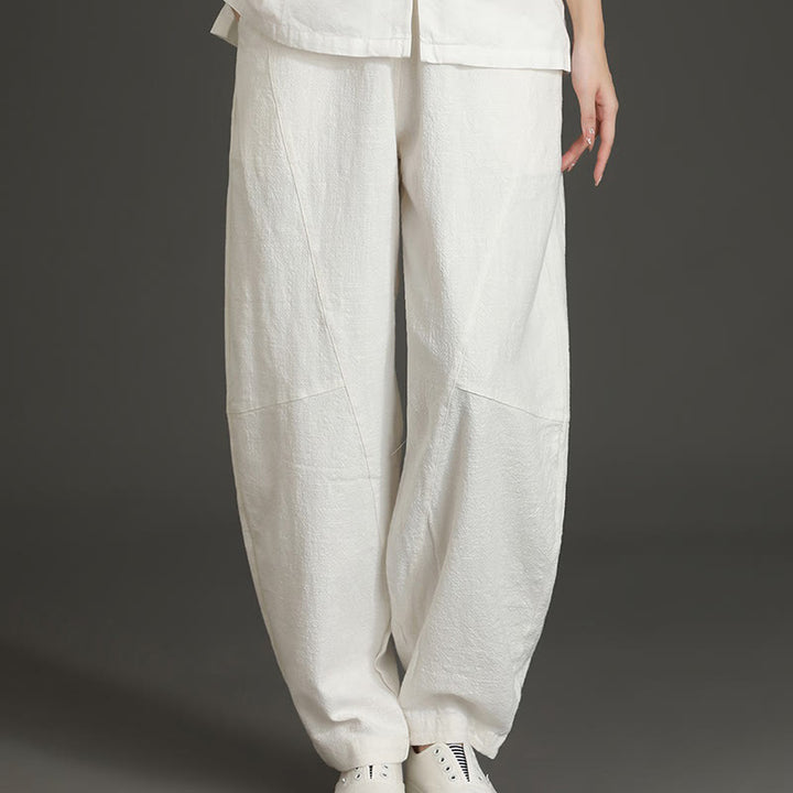Pantaloni da donna in cotone larghi e semplici, casual, con tasche , Buddha Stones