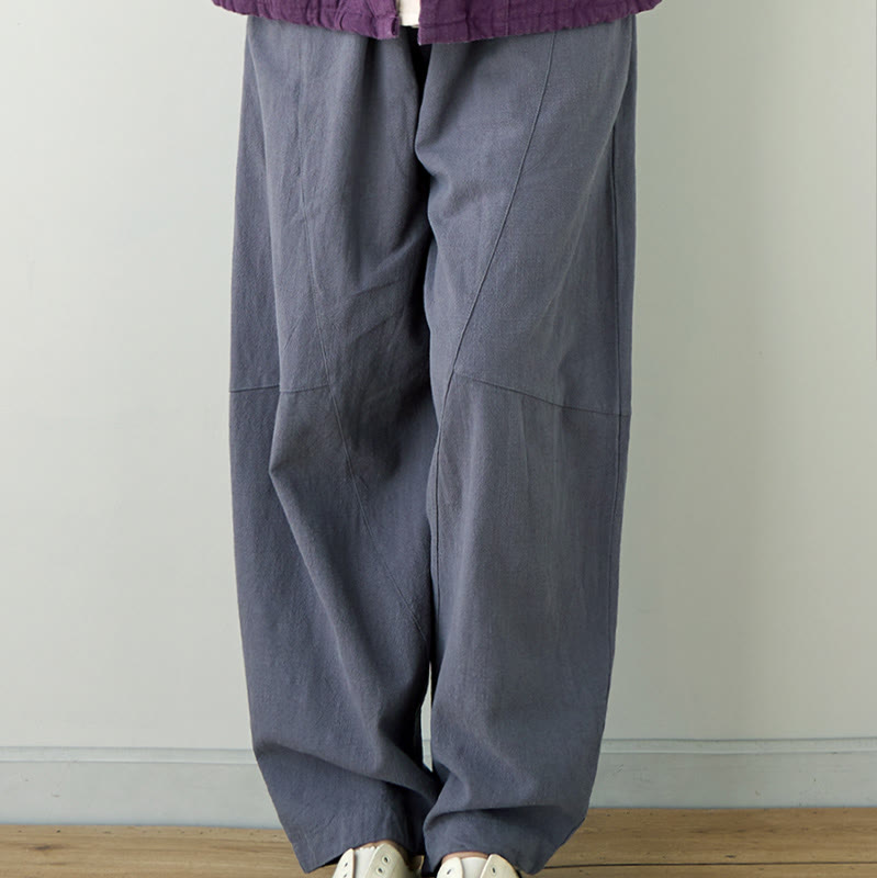 Pantaloni da donna in cotone larghi e semplici, casual, con tasche , Buddha Stones