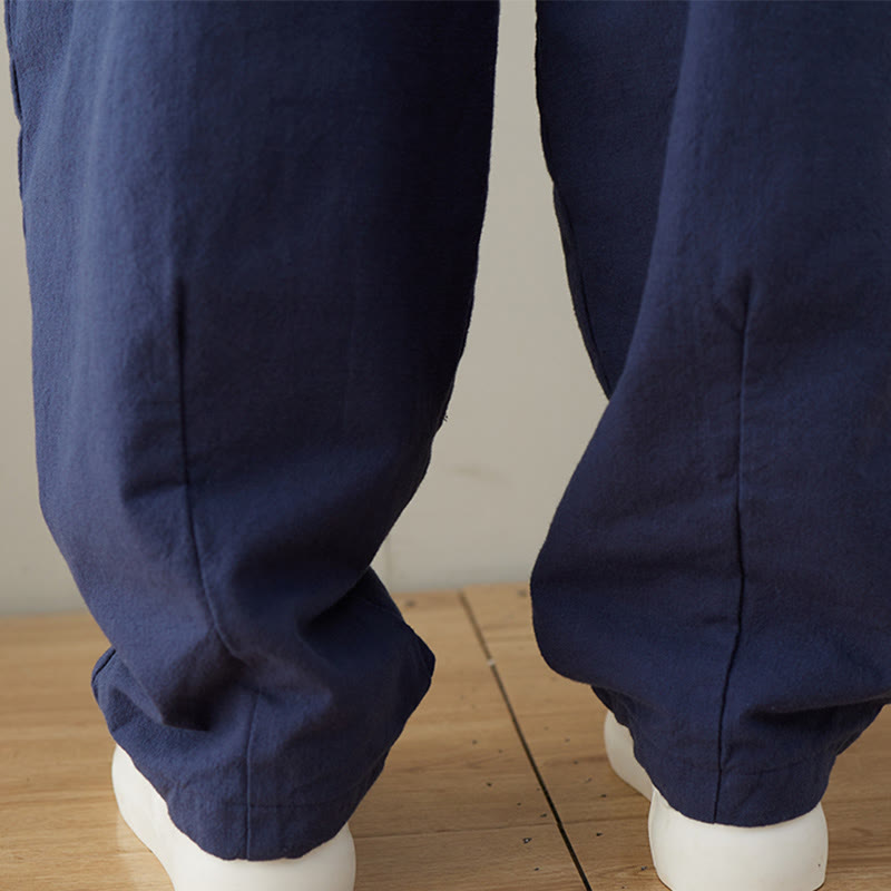 Pantaloni da donna in cotone larghi e semplici, casual, con tasche , Buddha Stones