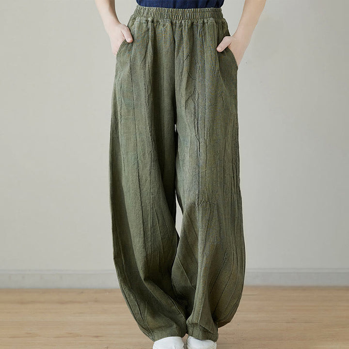 Pantaloni da donna in ramiè con tasche, casual, semplici, larghi, tie-dye, effetto consumato , Buddha Stones - Verde mare - US8-10, UK/AU12-14, EU40-42 (XL) - image 11