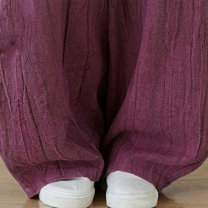 Pantaloni da donna in ramiè con tasche, casual, semplici, larghi, tie-dye, effetto consumato , Buddha Stones - image 4