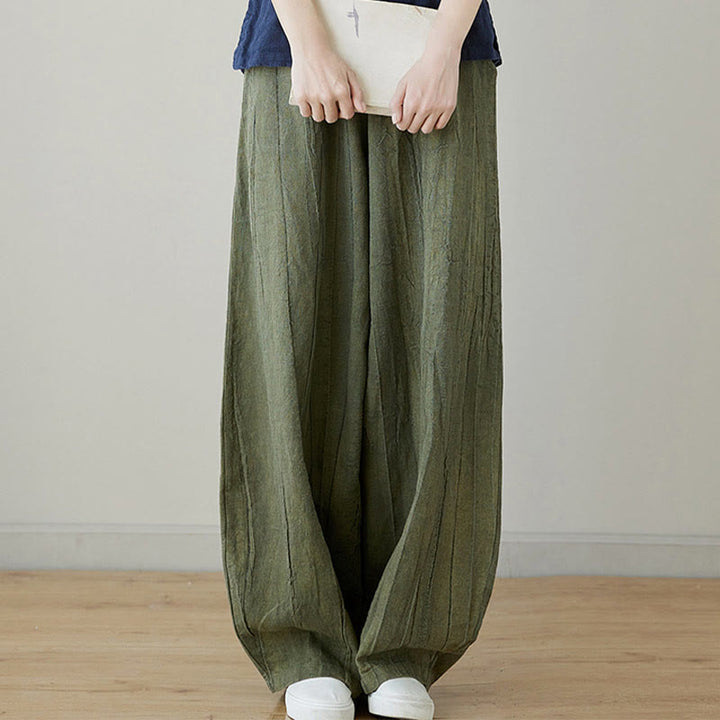 Pantaloni da donna in ramiè con tasche, casual, semplici, larghi, tie-dye, effetto consumato , Buddha Stones - image 12