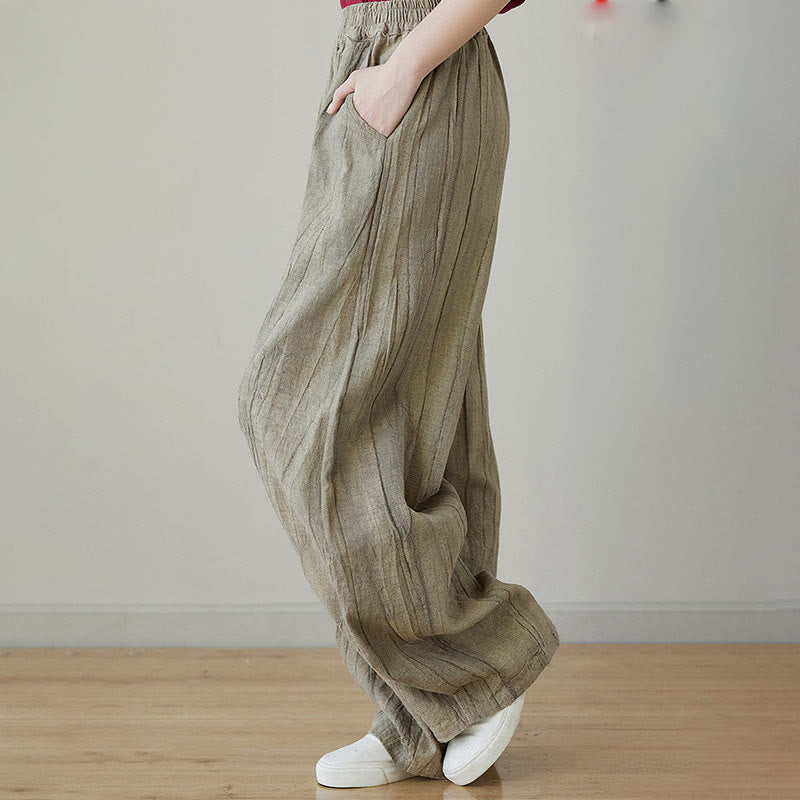 Pantaloni da donna in ramiè con tasche, casual, semplici, larghi, tie-dye, effetto consumato , Buddha Stones - image 22