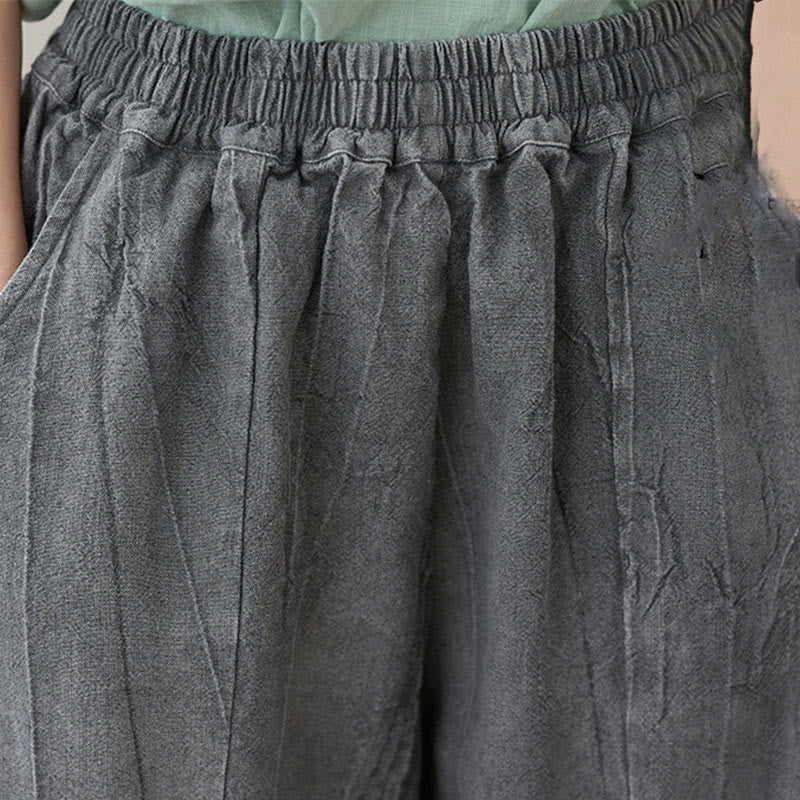 Pantaloni da donna in ramiè con tasche, casual, semplici, larghi, tie-dye, effetto consumato , Buddha Stones - image 10