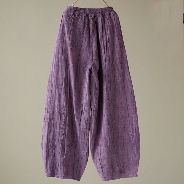 Pantaloni da donna in ramiè con tasche, casual, semplici, larghi, tie-dye, effetto consumato , Buddha Stones - image 20