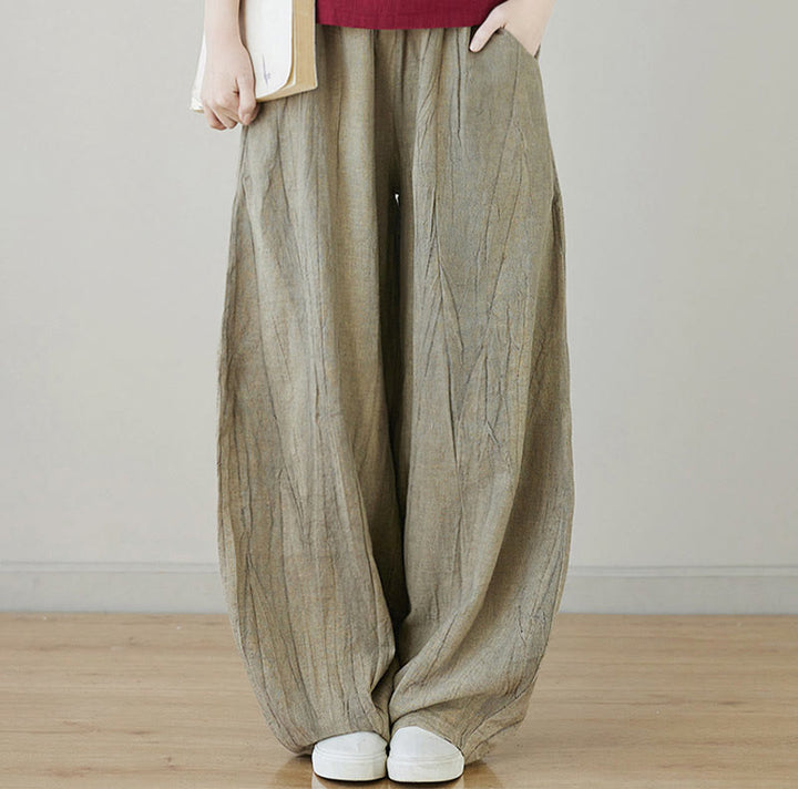 Pantaloni da donna in ramiè con tasche, casual, semplici, larghi, tie-dye, effetto consumato , Buddha Stones - image 23