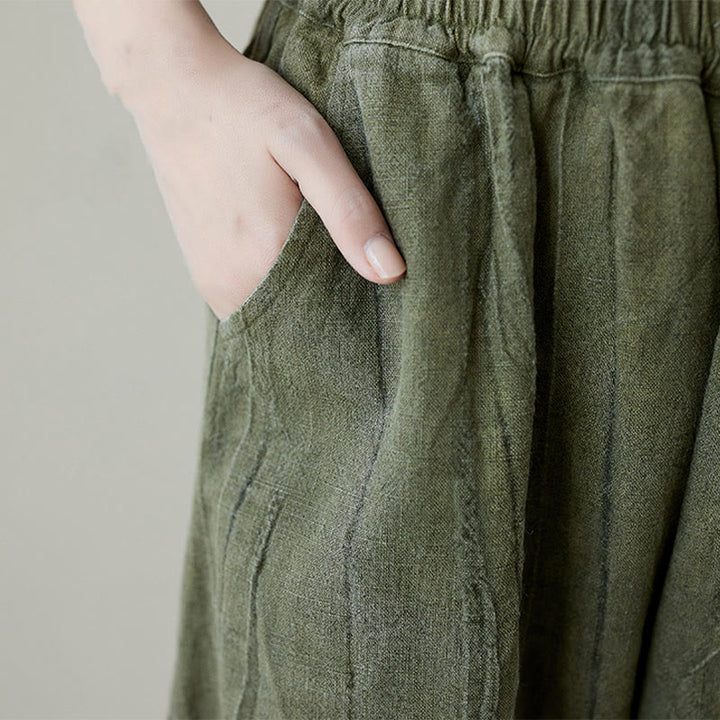 Pantaloni da donna in ramiè con tasche, casual, semplici, larghi, tie-dye, effetto consumato , Buddha Stones - image 15