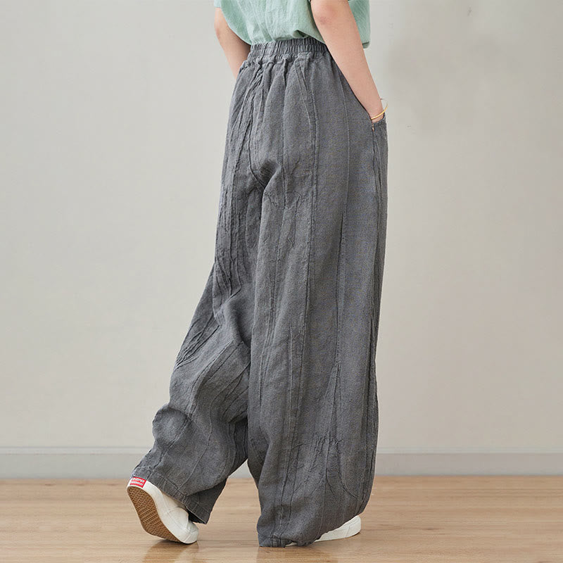 Pantaloni da donna in ramiè con tasche, casual, semplici, larghi, tie-dye, effetto consumato , Buddha Stones - image 8