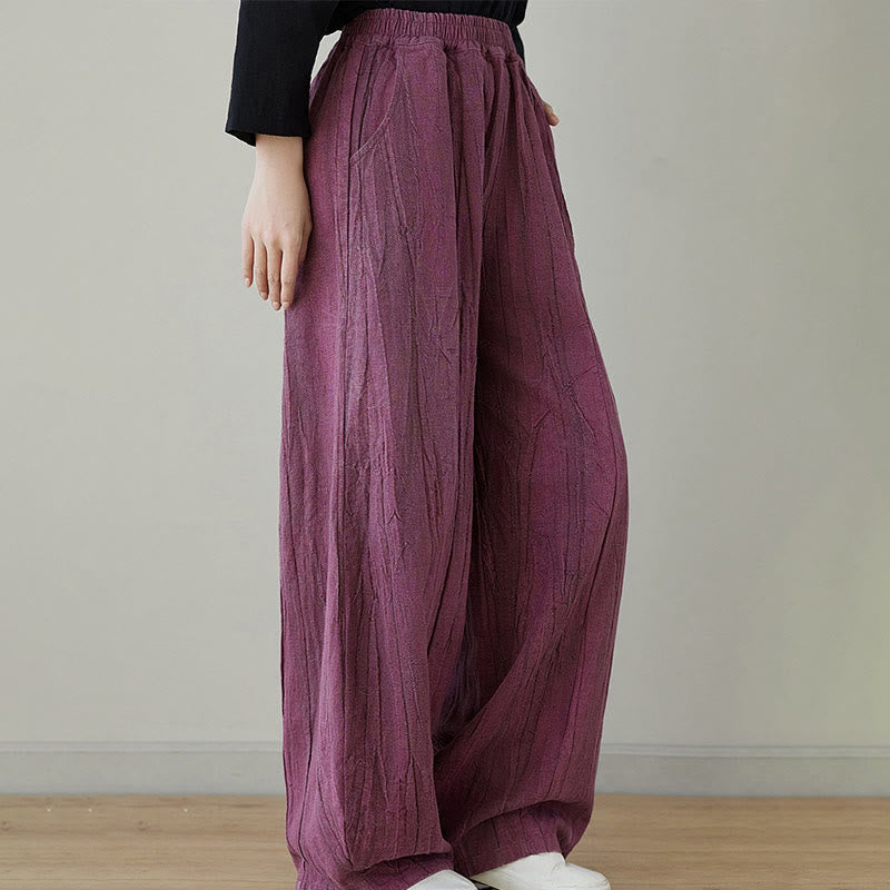 Pantaloni da donna in ramiè con tasche, casual, semplici, larghi, tie-dye, effetto consumato , Buddha Stones - image 2