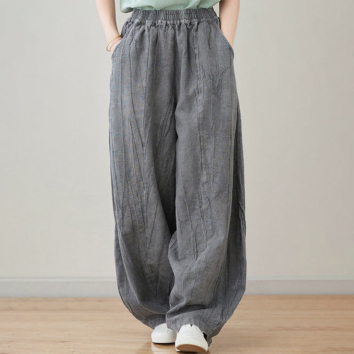 Pantaloni da donna in ramiè con tasche, casual, semplici, larghi, tie-dye, effetto consumato , Buddha Stones - Grigio ardesia chiaro - US8-10, UK/AU12-14, EU40-42 (XL) - image 6