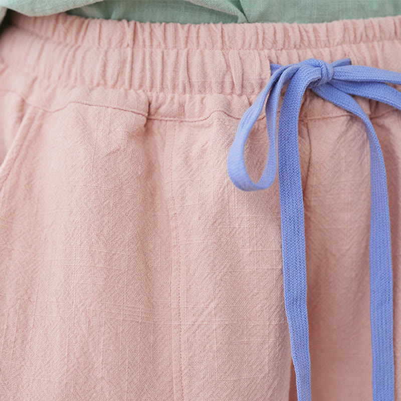 Pantaloni da donna in cotone e lino con tasche, casual, tinta Buddha Stones - image 8