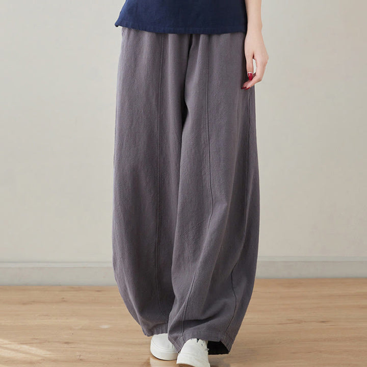 Pantaloni da donna in cotone e lino con tasche, casual, tinta Buddha Stones - image 11