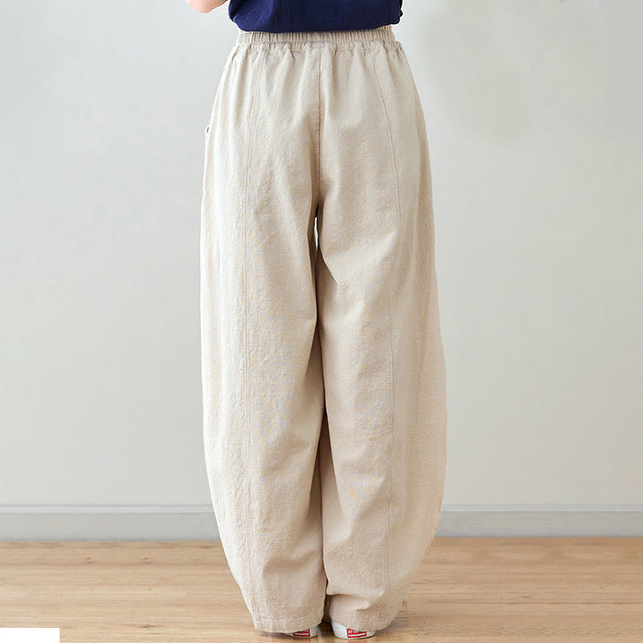 Pantaloni da donna in cotone e lino con tasche, casual, tinta Buddha Stones - image 15