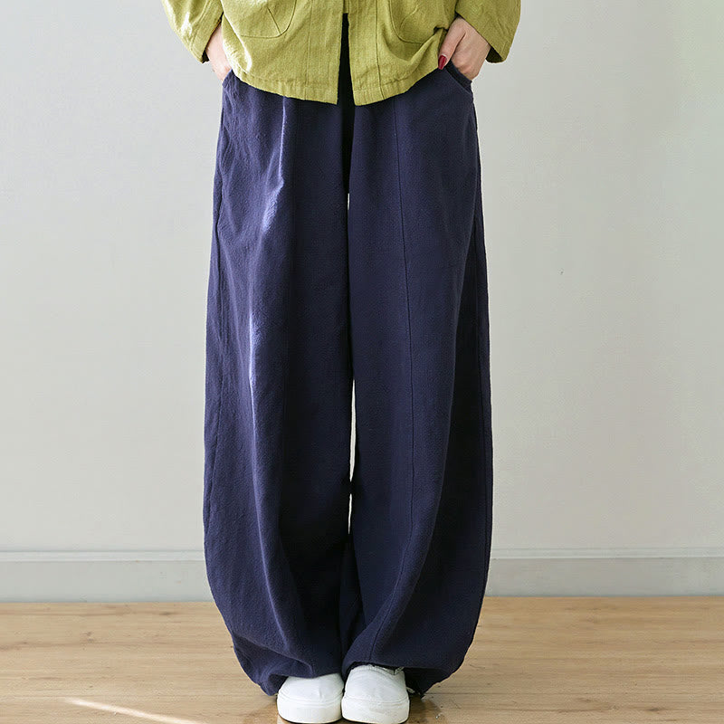 Pantaloni da donna in cotone e lino con tasche, casual, tinta Buddha Stones - DarkSlateBlue - US6, UK/AU10, EU38 (L) - image 18