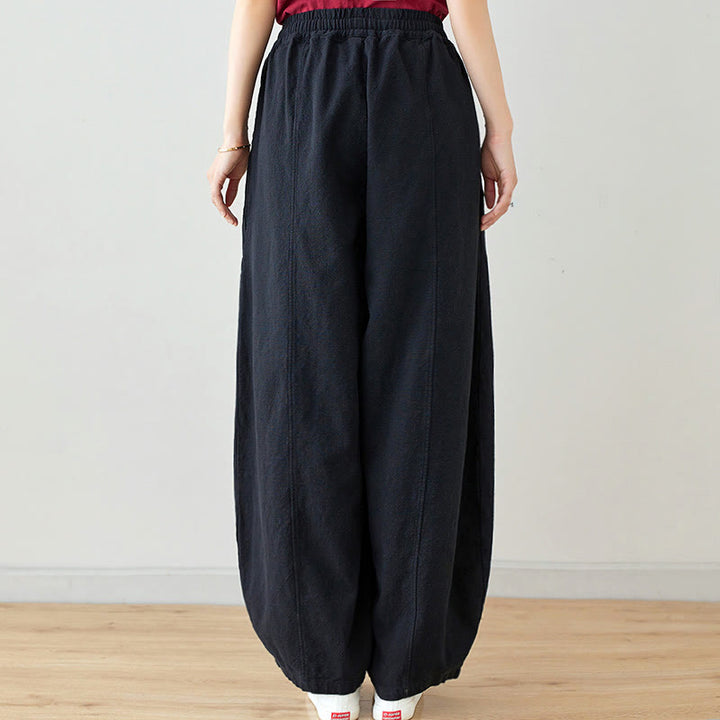 Pantaloni da donna in cotone e lino con tasche, casual, tinta Buddha Stones - image 2