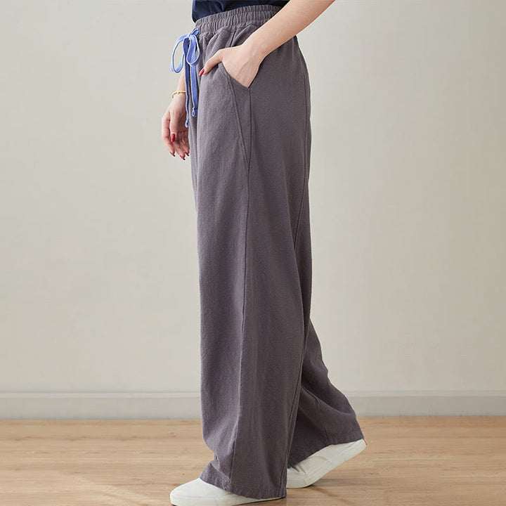 Pantaloni da donna in cotone e lino con tasche, casual, tinta Buddha Stones - image 13