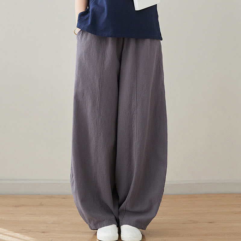 Pantaloni da donna in cotone e lino con tasche, casual, tinta Buddha Stones - image 12