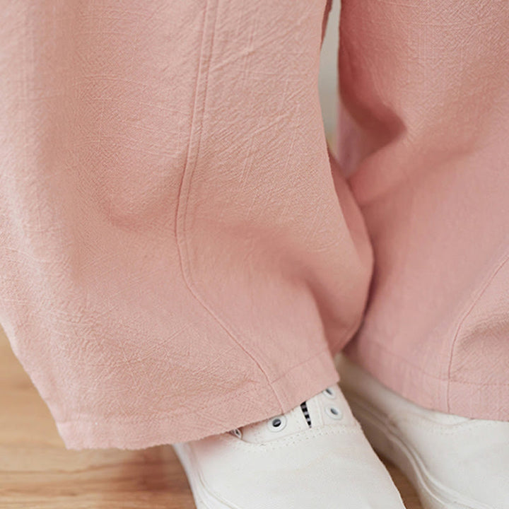 Pantaloni da donna in cotone e lino con tasche, casual, tinta Buddha Stones - image 7