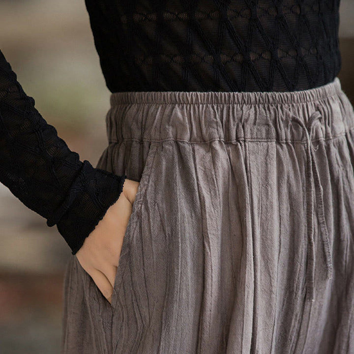 Pantaloni larghi da donna in cotone ramiè con tasche, casual, semplici e fatti a mano, con tintura tie-dye , Buddha Stones - image 27