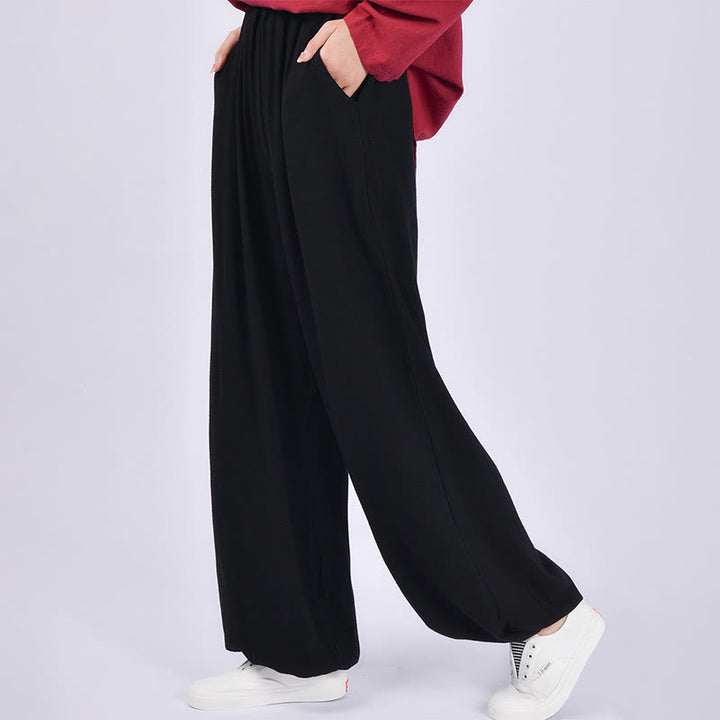 Buddha Stones Casual Plain Loose con tasche