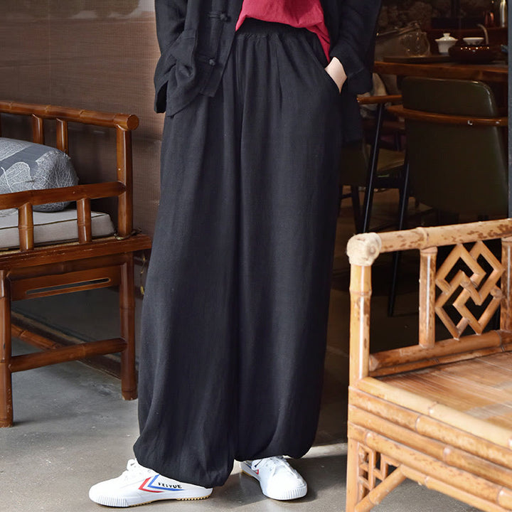 Buddha Stones Casual Plain Loose con tasche