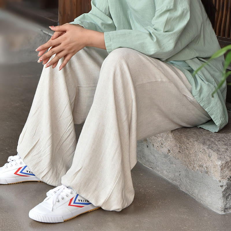 Buddha Stones Casual Plain Loose con tasche