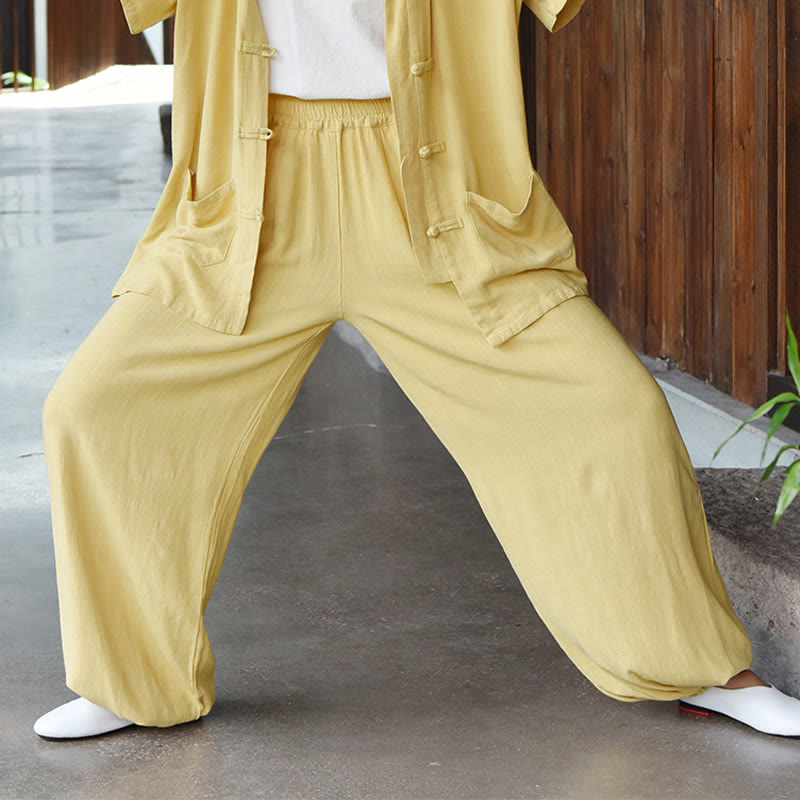 Buddha Stones Casual Plain Loose con tasche