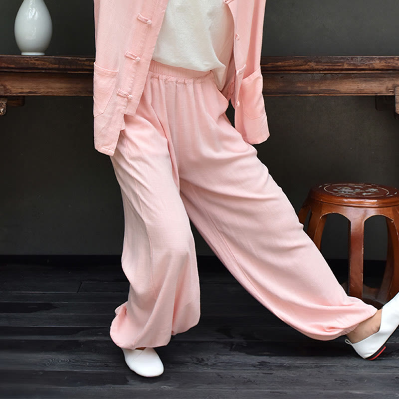 Buddha Stones Casual Plain Loose con tasche