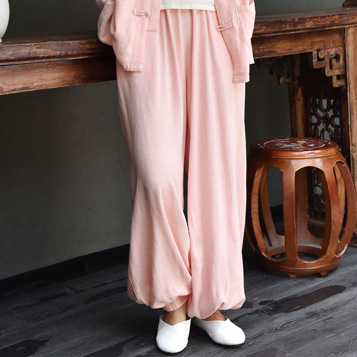 Buddha Stones Casual Plain Loose con tasche