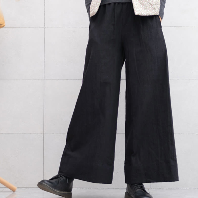 Pantaloni larghi da donna in ramiè con tasche, casual e semplici, Buddha Stones