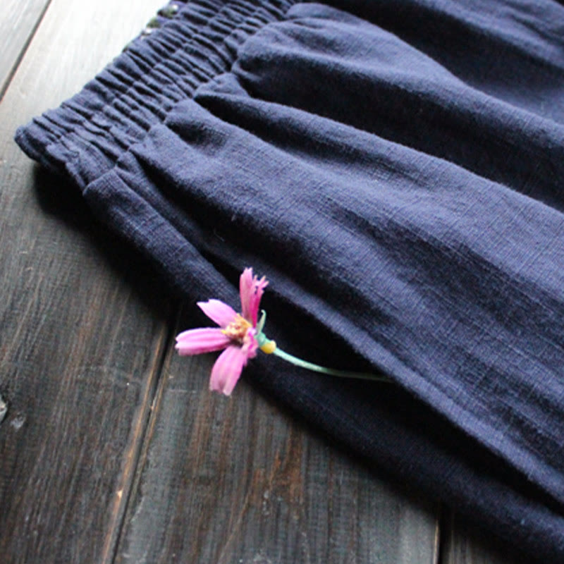Pantaloni larghi da donna in ramiè con tasche, casual e semplici, Buddha Stones