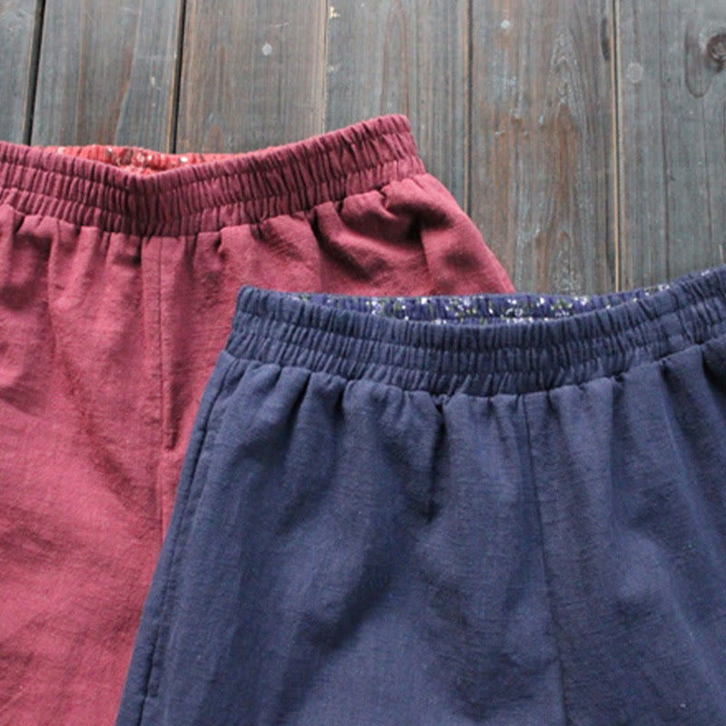 Pantaloni larghi da donna in ramiè con tasche, casual e semplici, Buddha Stones