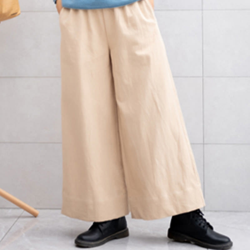 Pantaloni larghi da donna in ramiè con tasche, casual e semplici, Buddha Stones