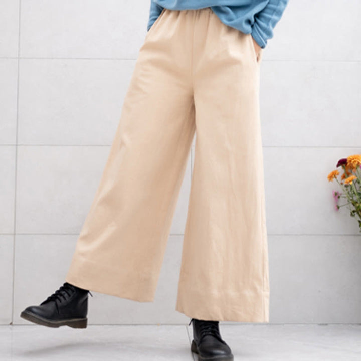 Pantaloni larghi da donna in ramiè con tasche, casual e semplici, Buddha Stones