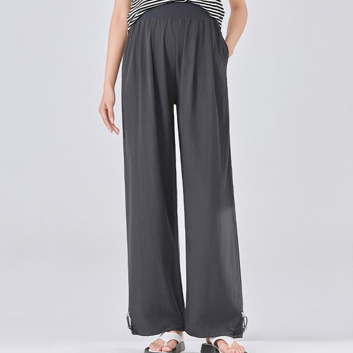 Pantaloni larghi in viscosa da Buddha Stones con tasche, casual, semplici, larghi e elastici, con supporto per la pancia