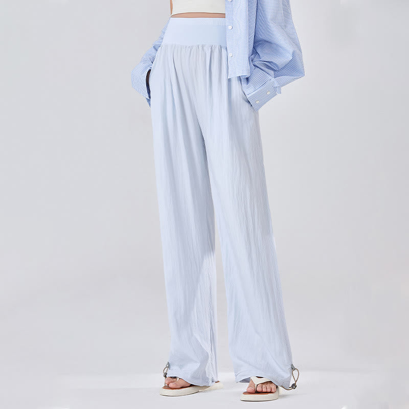 Pantaloni larghi in viscosa da Buddha Stones con tasche, casual, semplici, larghi e elastici, con supporto per la pancia