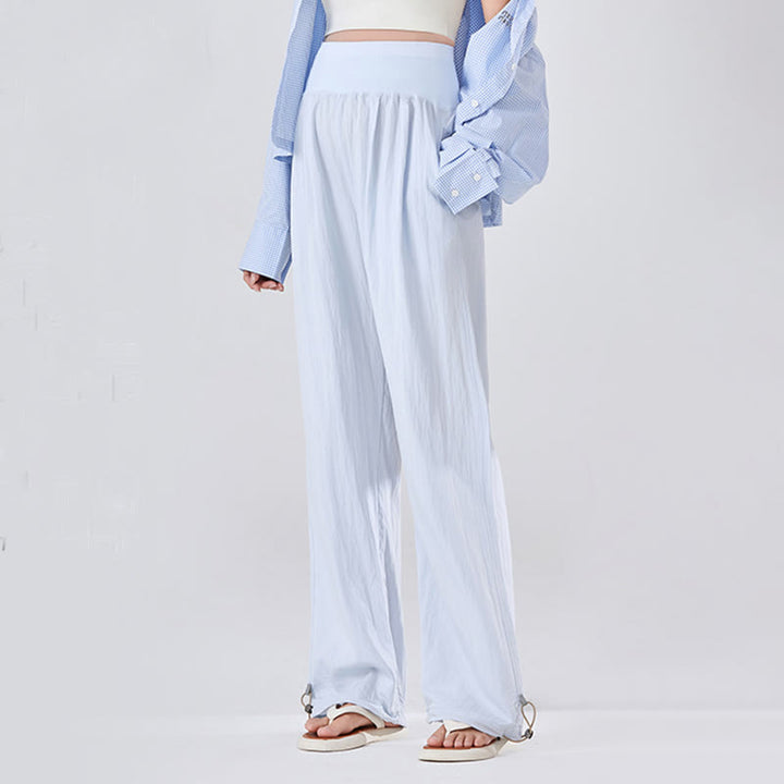 Pantaloni larghi in viscosa da Buddha Stones con tasche, casual, semplici, larghi e elastici, con supporto per la pancia