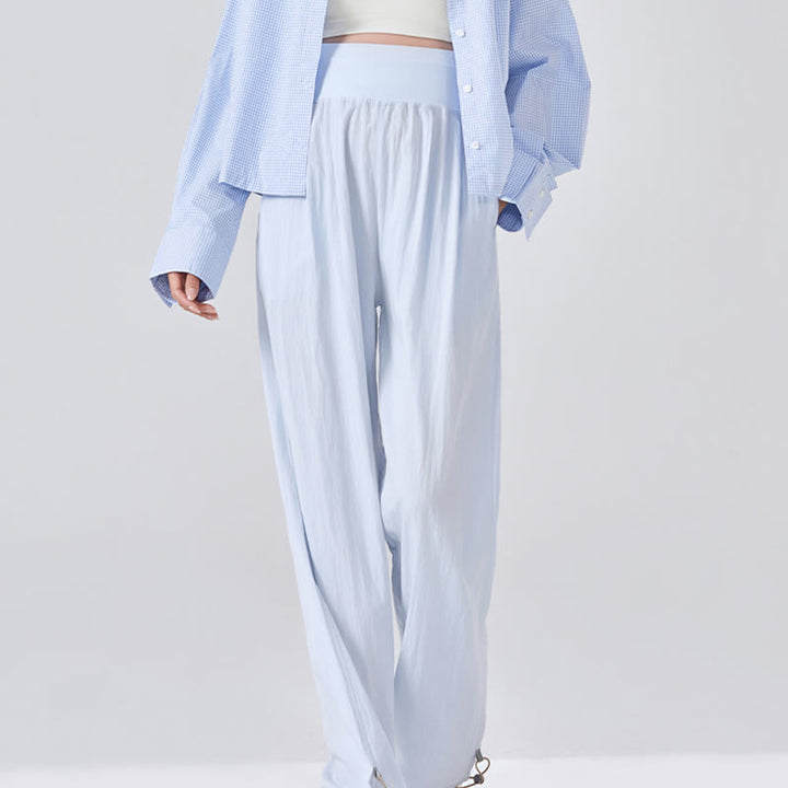 Pantaloni larghi in viscosa da Buddha Stones con tasche, casual, semplici, larghi e elastici, con supporto per la pancia