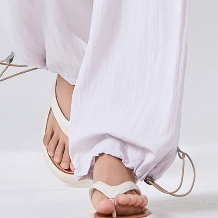 Pantaloni larghi in viscosa da Buddha Stones con tasche, casual, semplici, larghi e elastici, con supporto per la pancia