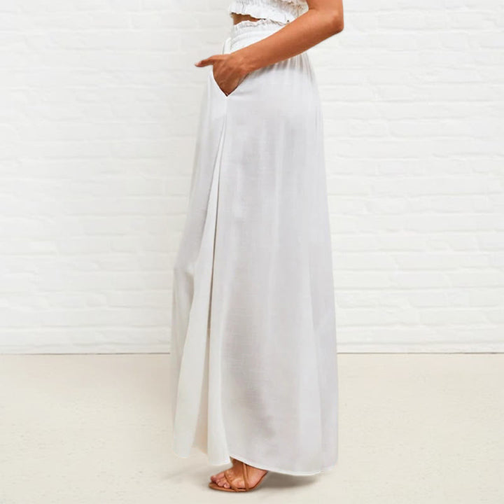 Pantaloni larghi da donna in poliestere con tasche, casual, elastici, a vita alta, semplici, Buddha Stones